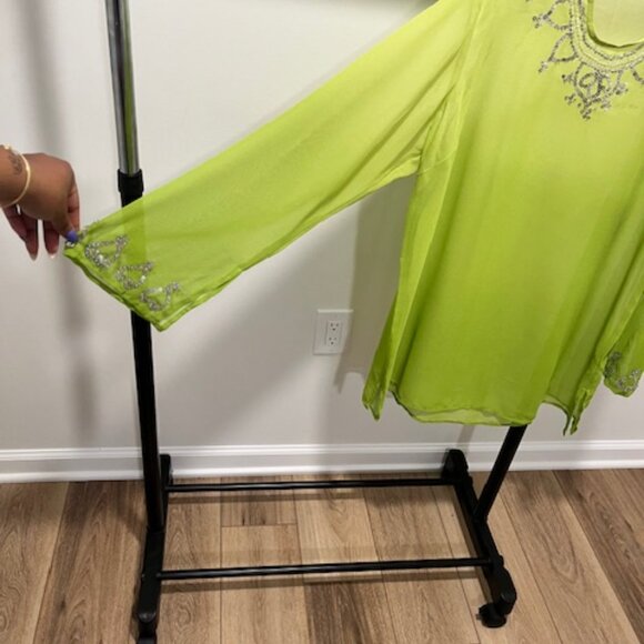 IC COLLECTION Lime Green Embellished Blouse - Picture 6 of 9